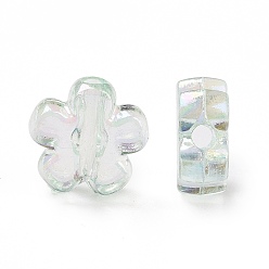 Aqua Perles acryliques transparentes, couleur claire ab, fleur, Aqua, 10x10x4mm, Trou: 1.8mm, environ1905 pcs / 500 g