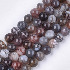 Botswana Agate Natural Botswana Agate Beads Strands, Round, 8mm, Hole: 1mm, about 23~25pcs/strand, 7.6 inch