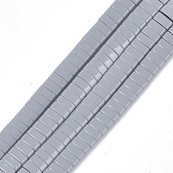 Light Grey Spray Painted Non-magnetic Synthetic Hematite Multi-Strand Links, Two Hole Carrier Beads, For Tile Elastic Bracelets Making, Rectangle, Light Grey, 2x5x2mm, Hole: 0.6mm, about 170pcs/strand, 15.9 inch