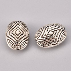 Antique Silver CCB Plastic Beads, Oval, Antique Silver, 17x12.8x7.3mm, Hole: 1.6mm