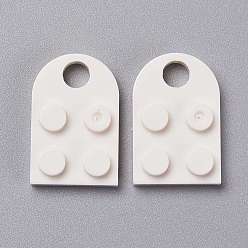 White Resin Pendants, Building Blocks Charms, Half Oval, White, 23.5x15.5x5mm, Hole: 5mm