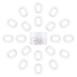 Blanc Anneaux de liaison en acrylique gorgecraft, connecteurs à liaison rapide, pour la fabrication de chaînes de bijoux, ovale, blanc, 19x14x4.5mm, trou: 11x5.5 mm, 100 / boîte