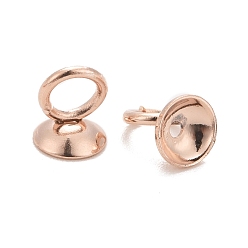 Rose Gold 201 Stainless Steel Bead Cap Pendant Bails, for Globe Glass Bubble Cover Pendants, Rose Gold, 4x4mm, Hole: 1.2mm