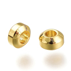 Золотой Spacer бисер латунные, долговечный, плоско-круглые, золотые, 5x3 мм, отверстие : 2 мм