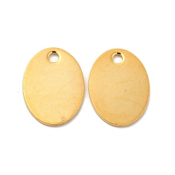 Real 24K Gold Plated 201 Stainless Steel Pendants, Oval Charm, Real 24K Gold Plated, 15x11x0.5mm, Hole: 1.5mm