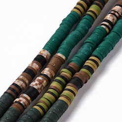 Teal Handmade Polymer Clay Bead Strands, Heishi Beads, Disc/Flat Round, Teal, 6x0.2~2mm, Hole: 2mm, about 325~330pcs/strand, 15.12~ 15.35 inch(38.4~39cm)