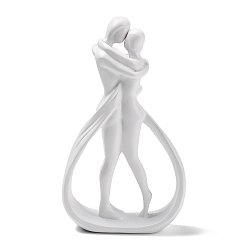 Blanco Figura de pareja de resina del día de San Valentín., para la decoración del escritorio del hogar, blanco, 74x28x127.5 mm