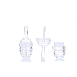 Clear Beehive Shape Transparent ABS Plastic Empty Lip Gloss Bottle, Refillable Mini Lipstick Jar with Scraper, Clear, 6.6x2.8cm, Capacity: 5.5ml(0.19fl. oz)