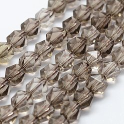 Smoky Quartz Synthetic Smoky Quartz Beads Strands, Faceted, Round, 8x7mm, Hole: 1.5mm, about 49pcs/strand, 14.9 inch(38cm)