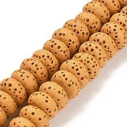Goldenrod Natural Lava Rock Dyed Beads Strands, Rondelle, Goldenrod, 8x4.5mm, Hole: 1.6mm, about 43pcs/strand, 7.87 inch(20cm)