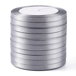 Gray Single Face Satin Ribbon, Polyester Ribbon, Gray, 1/4 inch(6mm), about 25yards/roll(22.86m/roll), 10rolls/group, 250yards/group(228.6m/group)