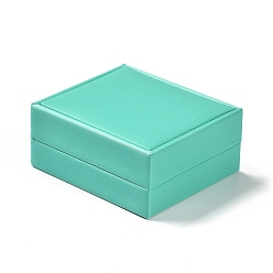 Turquesa Cajas de almacenamiento de collares con colgantes de tela, cajas de embalaje de joyería con esponja en el interior, Rectángulo, turquesa, 8.5x7.4x4 cm