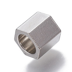 Stainless Steel Color 201 Stainless Steel Beads, Hexagonal Prism, Stainless Steel Color, 8x8x8mm, Hole: 5.5mm