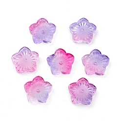 Medium Orchid Transparent Glass Beads, Flower, Two Tone, Medium Orchid, 12x13x3mm, Hole: 1.2mm