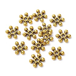 Antique Golden Tibetan Style Alloy Spacer Beads, Snowflake, Cadmium Free & Lead Free, Antique Golden, 8x7x2mm, Hole: 1.5mm