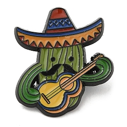 Coloré Cactus avec épingle en émail de chapeau, Broche en alliage noir d'électrophorèse pour vêtements de sac à dos, cinco de mayo, colorées, 30x27x1.5mm