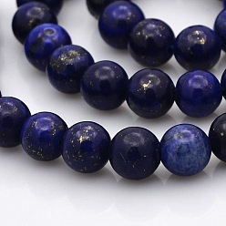 Lapis Lazuli Dyed Natural Lapis Lazuli Round Beads Strands, 6mm, Hole: 1mm, about 65pcs/strand, 15.7 inch