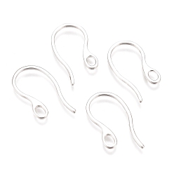 Silver 304 Stainless Steel Earring Hooks, with Horizontal Loop, Silver, 22x11.5x1mm, Hole: 3x2mm, 21 Gauge, Pin: 0.7~1mm