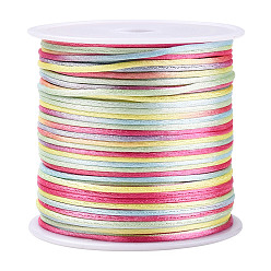 Colorido Cordón de hilo de nailon teñido en segmento, cordón de satén de cola de rata, para la fabricación de la joyería diy, nudo chino, colorido, 1 mm