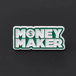 Слово Эмалированная булавка для долларовых денег, брошь из сплава Word Money Maker для рюкзака, одежды, слово, 14x30x1.5 мм, штифты : 1.2 мм