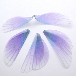Púrpura Ala de mariposa de gasa artesanal artificial, alas de libélula de organza hechas a mano, degradado de color, Accesorios de adorno, púrpura, 98x19 mm, agujero: 1 mm
