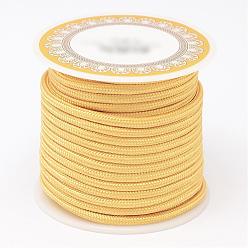 Gold Braided Polyester Cords, Round, Gold, 3mm, about 8.74 yards(8m)/roll