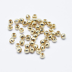 Chapado en Oro Real 18K Abalorios de latón, larga duración plateado, sin níquel, facetados, rondo, real 18 k chapado en oro, 2 mm, agujero: 0.9 mm