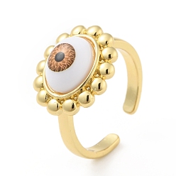 Перу Акриловое кольцо-солнце со злым глазом, открытое кольцо-манжета, настоящие позолоченные украшения из латуни для женщин, без кадмия и без свинца, Перу, размер США 18 6 (3/4 мм)