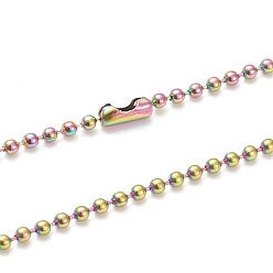 Rainbow Color Ионное покрытие (ip) 304 ожерелья из нержавеющей стали с шариковыми цепями, с разъемами мяч цепи, Радуга цветов, 29.53 дюйм (75 см), бусины : 1.6 мм