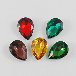 Mixed Color Glass Pointed Back Rhinestone, Back Plated, Faceted, Teardrop, Mixed Color, 14x10x5mm