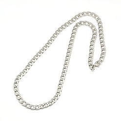 Stainless Steel Color 304 Stainless Steel Curb Chain/Twisted Chain Necklaces, with Lobster Claw Clasps, Stainless Steel Color, 22 inch~23 inch(55.9~58.4cm), 7mm