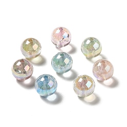 Color mezclado Perlas de acrílico iridiscentes arcoíris transparentes chapadas en uv, perlas de brillo, rondo, color mezclado, 15.5~16x15.5 mm, agujero: 2.6~2.7 mm
