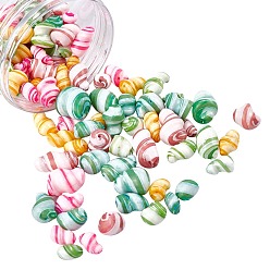 Couleur Mélangete Perles de coquillage en spirale naturelles teintes, nuggets, couleur mixte, 13~22x7~14mm, trou: 1 mm, 5 couleurs, 20 pcs / couleur, 100 pcs / boîte