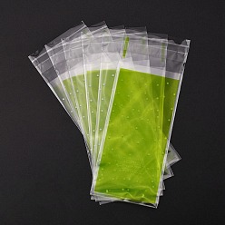 Lime Vert Sacs de cellophane en plastique rectangle, pour l'emballage de rouge à lèvres, motif de points de polka, lime green, 13x5 cm, épaisseur unilatérale: 0.035 mm, mesure intérieure: 10x5 cm, environ 96~100 pcs / sac