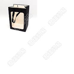Black BENECREAT Kraft Paper Bags with Handle, with Cord Handles and Rectangle Window, for Retail Shopping Bag, Merchandise Bag, Gift and Party Bag, Rectangle, Black, 25x18x0.4cm, Unfold: 25x18x13cm, Window: 18.3x13.3cm
