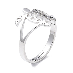 Нержавеющая Сталь Цвет 304 полое регулируемое кольцо в форме черепахи из нержавеющей стали для женщин, цвет нержавеющей стали, размер США 6 1/4 (16.7 мм)