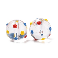 Colorful Handmade Lampwork Enamel Beads Strands, Round with Polka Dot Pattern, Colorful, 12mm, Hole: 1.6mm, about 30pcs/strand