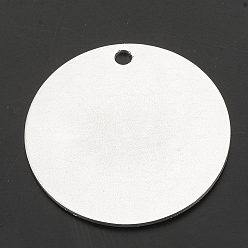 Argent Pendentifs en aluminium, pendentifs découpés au laser, plat rond, estampillage d'une étiquette vierge, argenterie, 50x1.5mm, Trou: 3.5mm