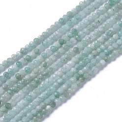 Amazonite Chapelets de perles amazonite naturelles  , facette, ronde, 2~3x2~2.5mm, Trou: 0.2mm, Environ 181~210 pcs/chapelet, 15.9~16.3 pouce (40.4~41.5 cm)