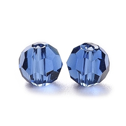 Dark Blue Imitation Austrian Crystal Beads, Grade AAA, Faceted(32 Facets), Round, Dark Blue, 4mm, Hole: 0.7~0.9mm