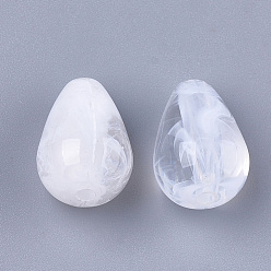 Прозрачный Акриловые бусины, имитация драгоценных камней, слеза, прозрачный и белый, 14.5x10.5 мм, отверстие : 1.8 мм, Около 640 шт / 500 г