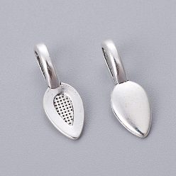 Antique Silver Tibetan Style Alloy Glun-on Flat Pad Bails for Pendants Making, Cadmium Free & Lead Free, Antique Silver, 21x7x6mm, Hole: 6x4mm, about 1330pcs/1000g