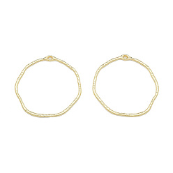 Light Gold Alloy Open Back Bezel Pendants, For DIY UV Resin, Epoxy Resin, Pressed Flower Jewelry, Cadmium Free & Lead Free, Irregular Ring, Light Gold, 42.5x42.5x2mm, Hole: 1.6mm