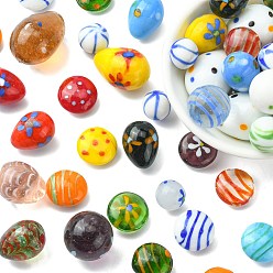 Mixed Color Display Decorations, Round and Oval Shape, Mixed Color, 16~36x9.5~25.5mm, 43pcs/500g