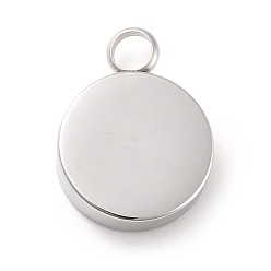 Stainless Steel Color 304 Stainless Steel Urn/Perfume Pendants, Flat Round, Stainless Steel Color, 26x20x5.5mm, Hole: 5mm