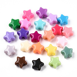 Couleur Mélangete Perles acryliques opaques, étoiles, couleur mixte, 9x9.5x5.5mm, Trou: 2.5mm, environ2050 pcs / 500 g