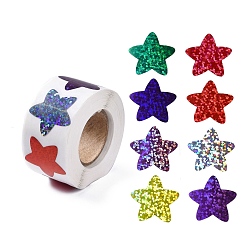 Звезда 8 узоры ПВХ самоклеющиеся блестящие наклейки, водостойкие красочные наклейки для вечеринки, декоративные подарки, звезда, 24x25 мм, о 500шт / рулон
