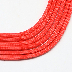 Rouge 7 âmes intérieures cordes en polyester et spandex, couleur unie, pour la fabrication de bracelets en corde, rouge, 4~5mm, environ 109.36 yards (100m)/paquet, 420~500g / bundle