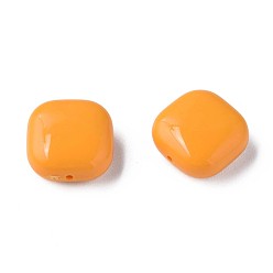 Orange Opaque Acrylic Beads, Square, Orange, 15x15x7.5mm, Hole: 1.2mm, about 375pcs/500g