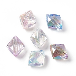 Mixed Color UV Plating Rainbow Iridescent Transparent Acrylic Beads, Faceted Rhombus, Mixed Color, 22x19x12mm, Hole: 3.5mm